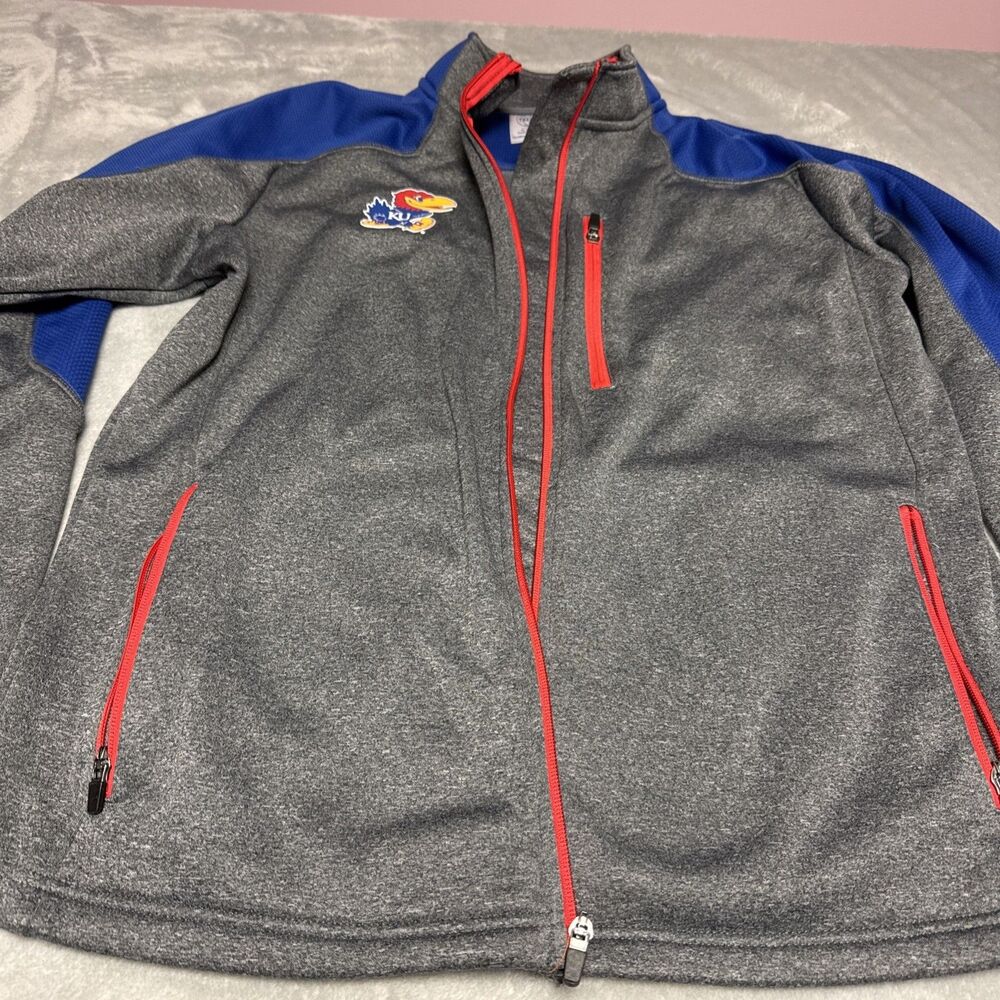 Kansas Jayhawks Rivalry Threads Jacket Zip Sz Large Fleece Lined